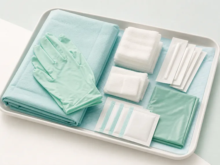 Vollständig vorbereitetes Hygieneset für die Sprechstunde